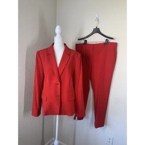 Tahari Arthur S Levine Women's 2 Pc Pant Jacket Set Size 16 Blazer Red MSRP $290